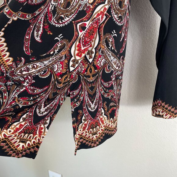 Susan Graver Artisan Womens Plus 2X V Neck Embellished Tunic Top Liquid Knit - Picture 11 of 11